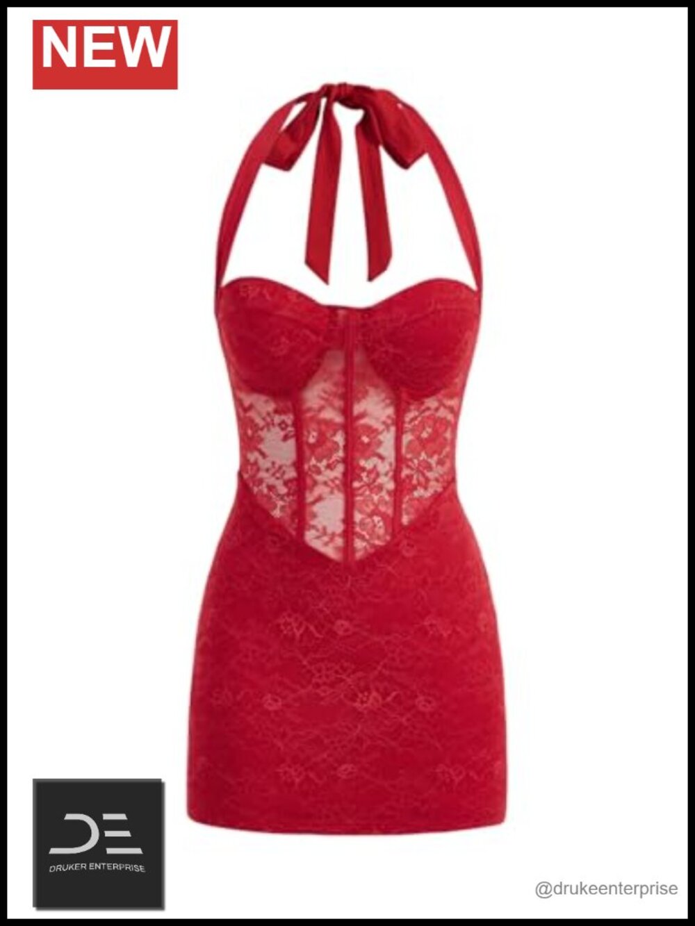 Lace Halter Bodycon Mini Dress Sleeveless Tie Back Party Clubwear